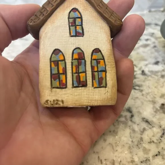 Vintage 1998 Blossom Bucket Suzi Skoglund Church Stain Glass Windows Signed Suzi - Picture 5 of 9